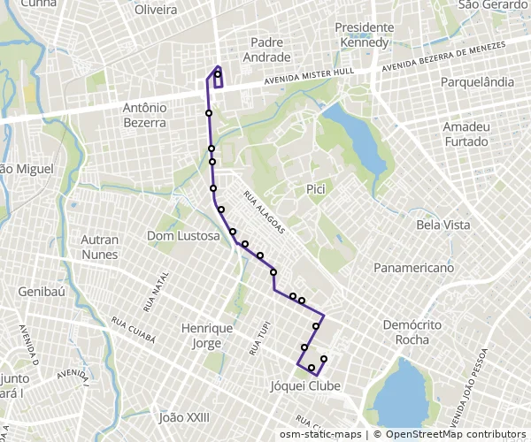Mapa do itinerário da linha