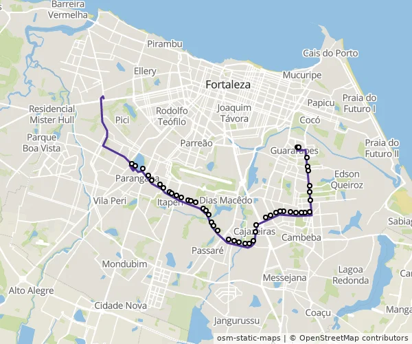 Mapa do itinerário da linha