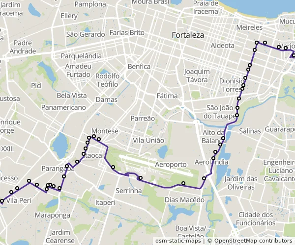 Mapa do itinerário da linha