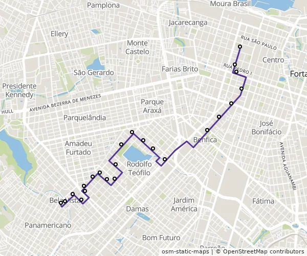 Mapa do itinerário da linha
