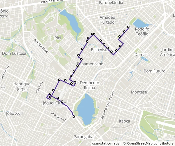 Mapa do itinerário da linha