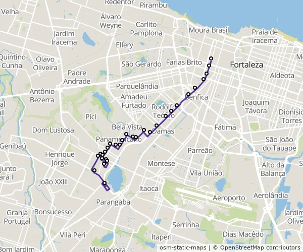 Mapa do itinerário da linha