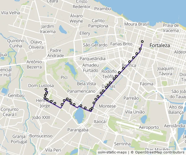 Mapa do itinerário da linha