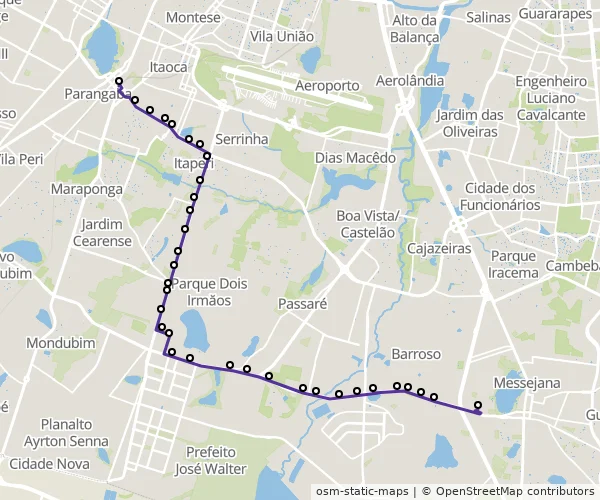 Mapa do itinerário da linha