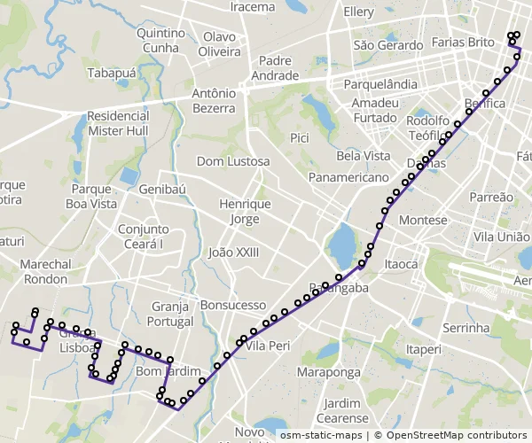 Mapa do itinerário da linha