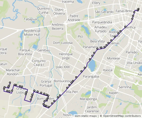 Mapa do itinerário da linha