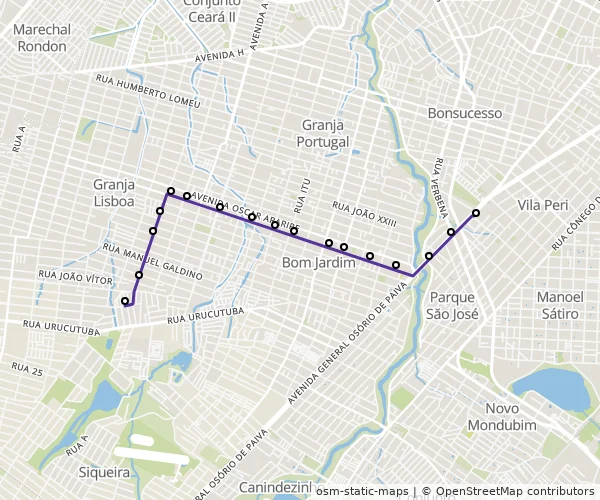 Mapa do itinerário da linha