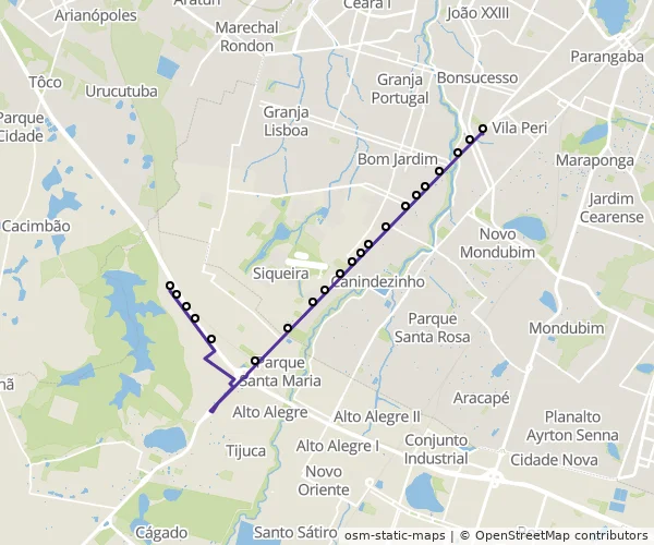 Mapa do itinerário da linha