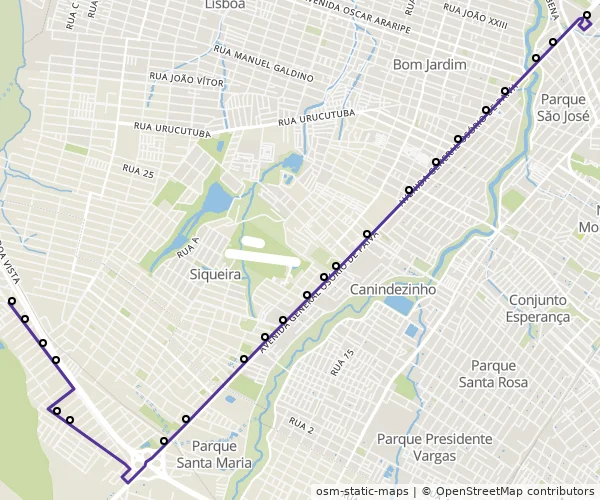 Mapa do itinerário da linha