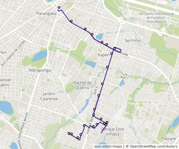 Mapa do itinerário da linha