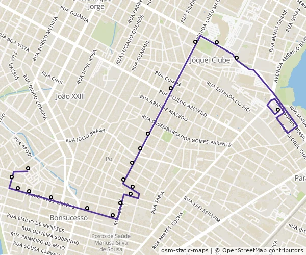 Mapa do itinerário da linha