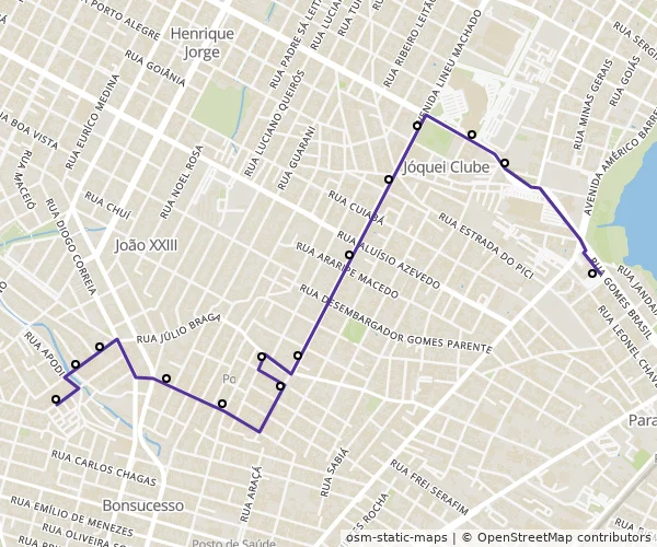Mapa do itinerário da linha