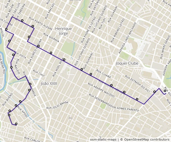 Mapa do itinerário da linha