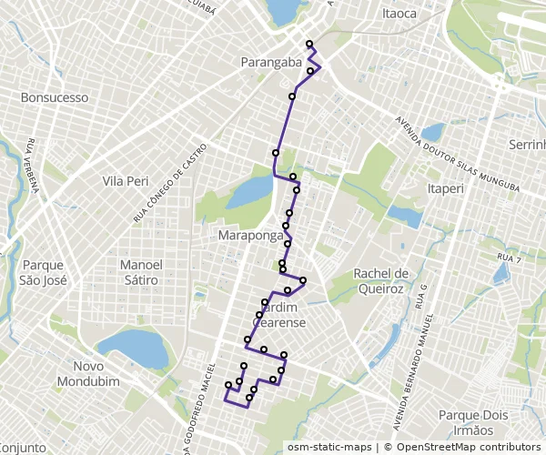 Mapa do itinerário da linha