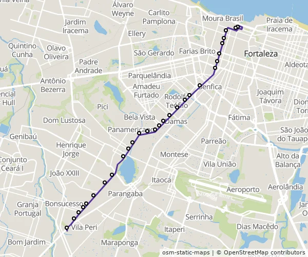 Mapa do itinerário da linha