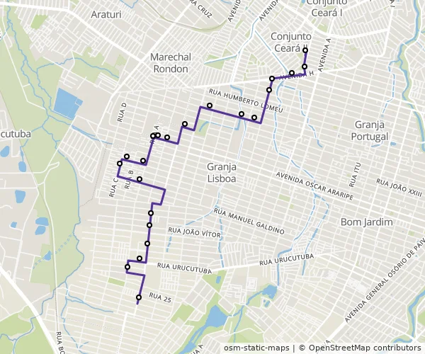 Mapa do itinerário da linha