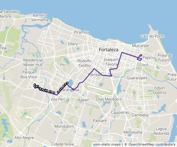 Mapa do itinerário da linha