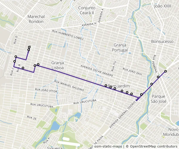 Mapa do itinerário da linha