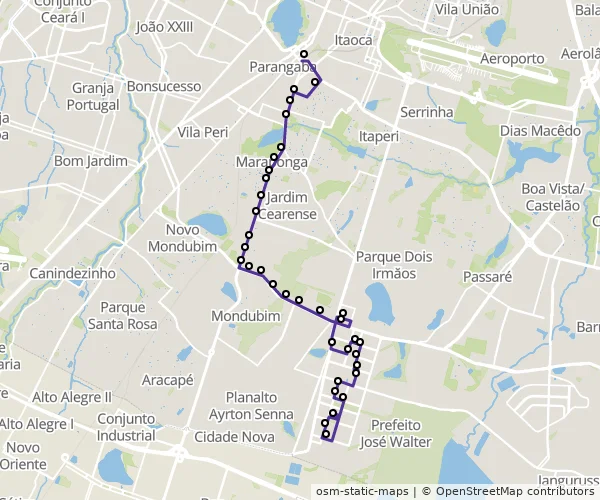 Mapa do itinerário da linha