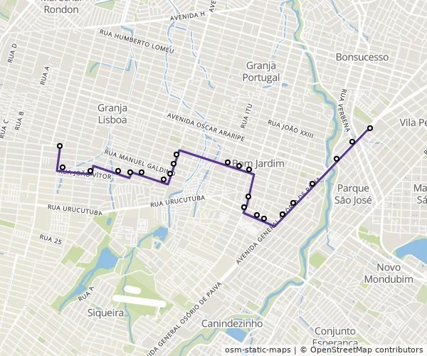 Mapa do itinerário da linha