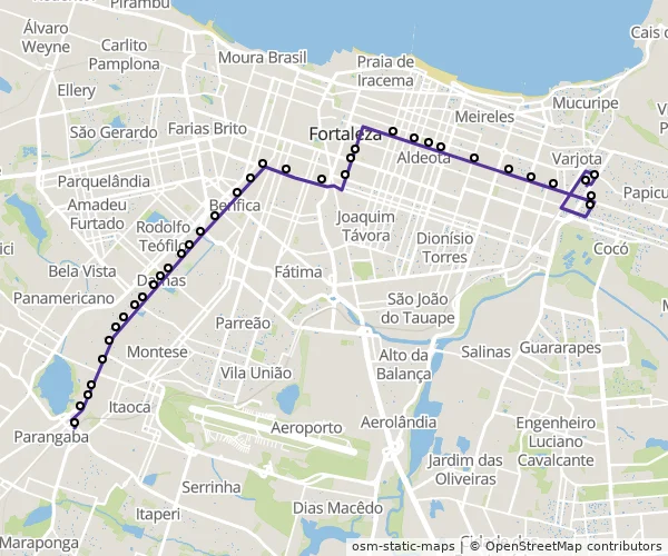 Mapa do itinerário da linha
