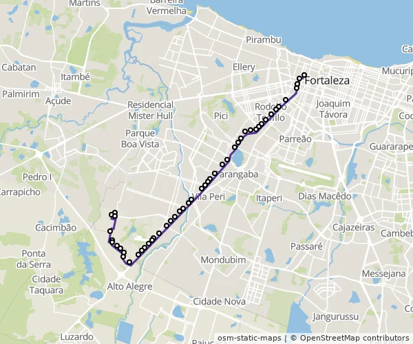 Mapa do itinerário da linha