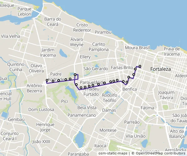 Mapa do itinerário da linha