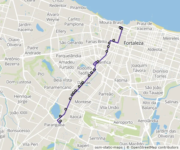Mapa do itinerário da linha