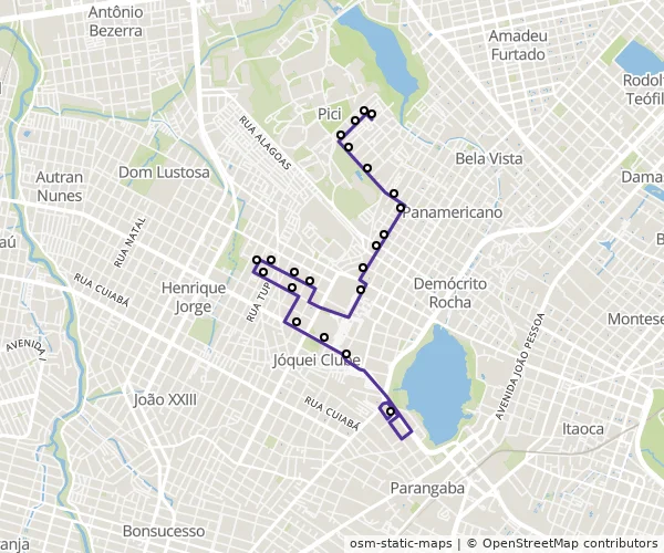 Mapa do itinerário da linha