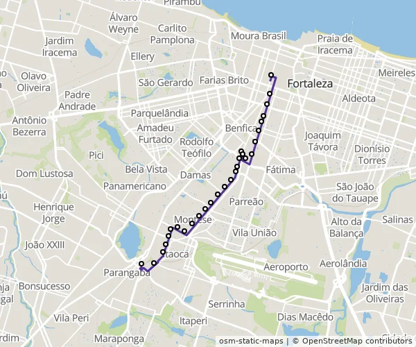 Mapa do itinerário da linha