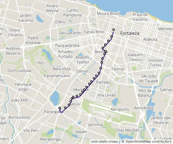 Mapa do itinerário da linha