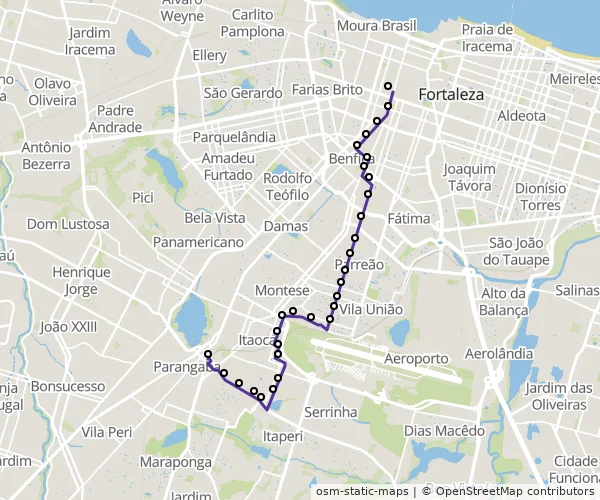 Mapa do itinerário da linha