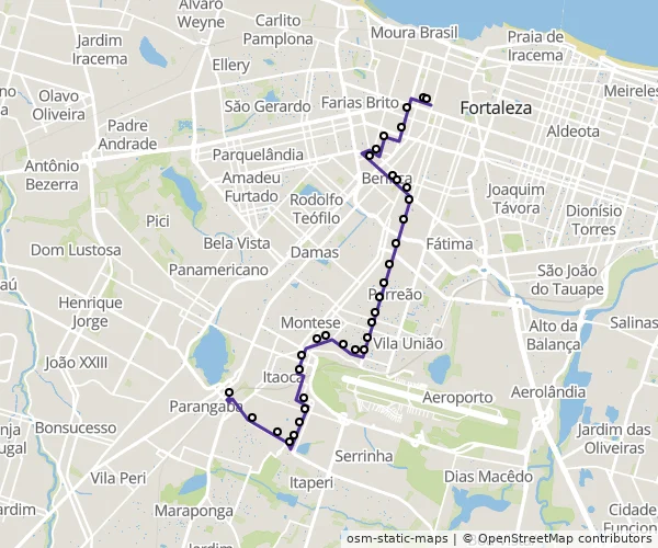 Mapa do itinerário da linha