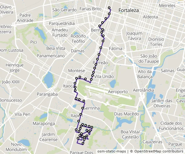 Mapa do itinerário da linha