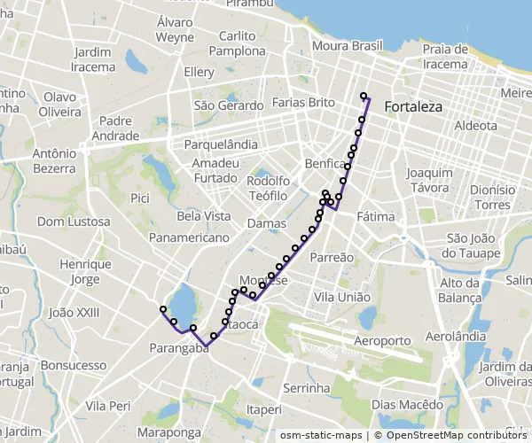 Mapa do itinerário da linha