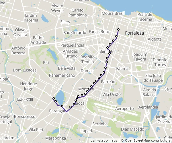 Mapa do itinerário da linha
