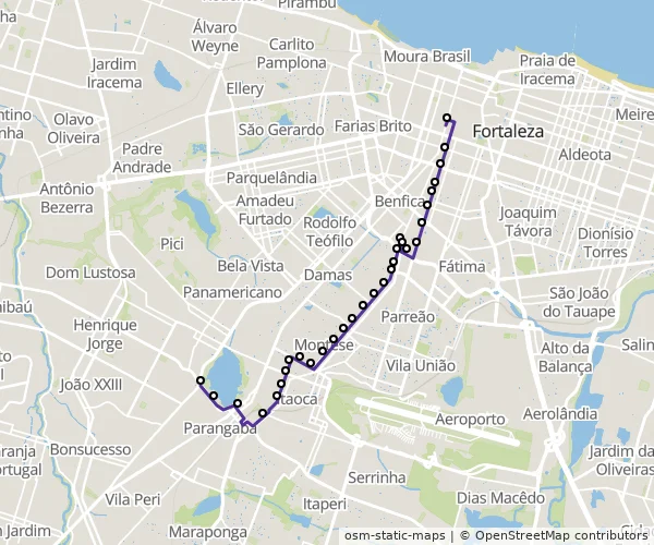 Mapa do itinerário da linha