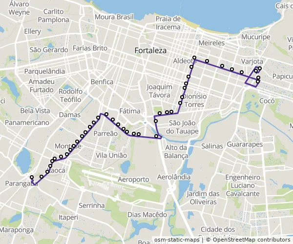 Mapa do itinerário da linha