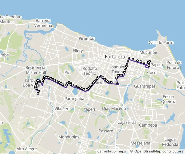 Mapa do itinerário da linha