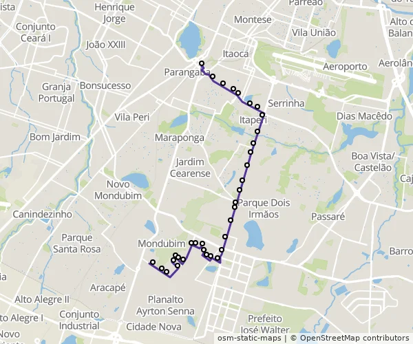 Mapa do itinerário da linha