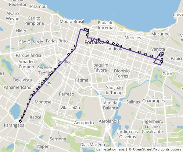 Mapa do itinerário da linha