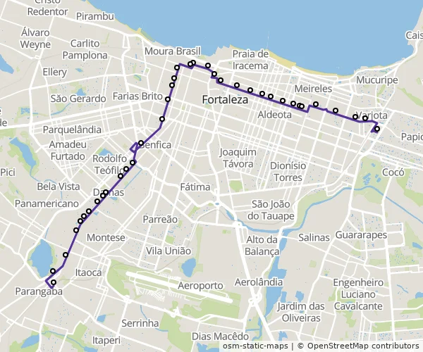 Mapa do itinerário da linha