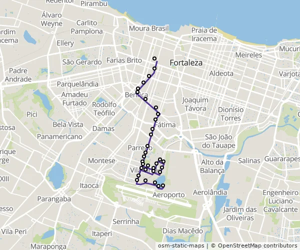 Mapa do itinerário da linha