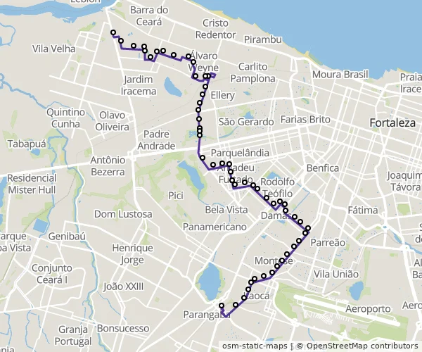 Mapa do itinerário da linha