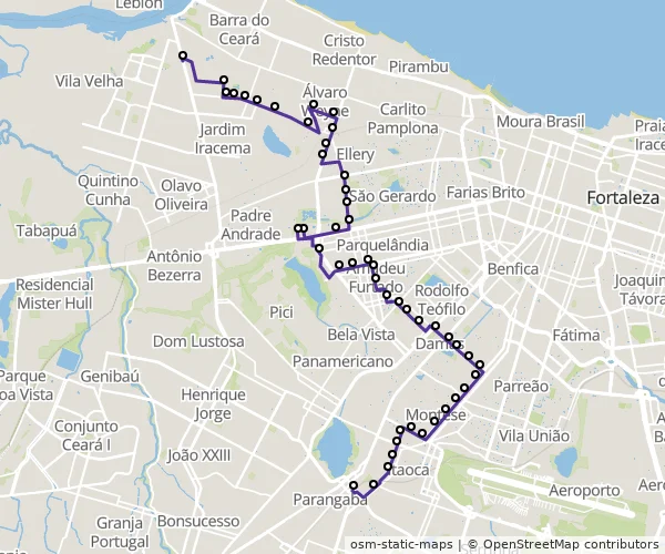 Mapa do itinerário da linha