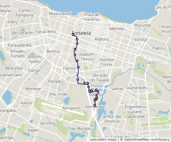 Mapa do itinerário da linha