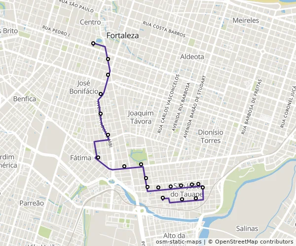 Mapa do itinerário da linha