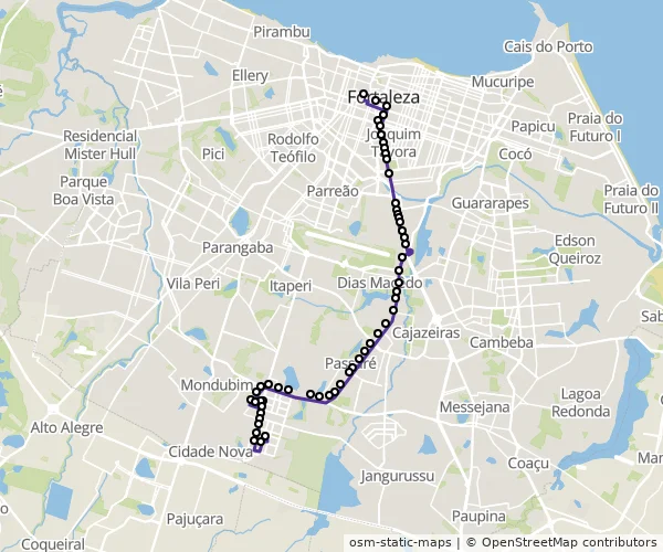 Mapa do itinerário da linha