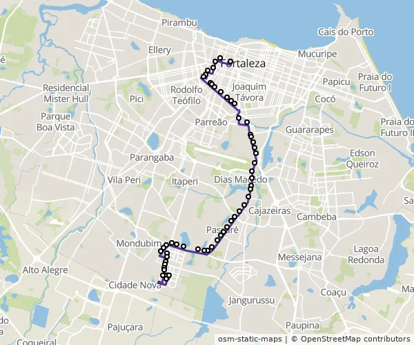 Mapa do itinerário da linha