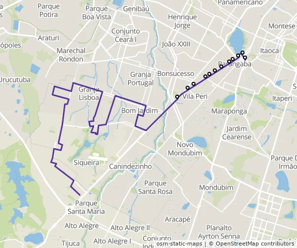 Mapa do itinerário da linha